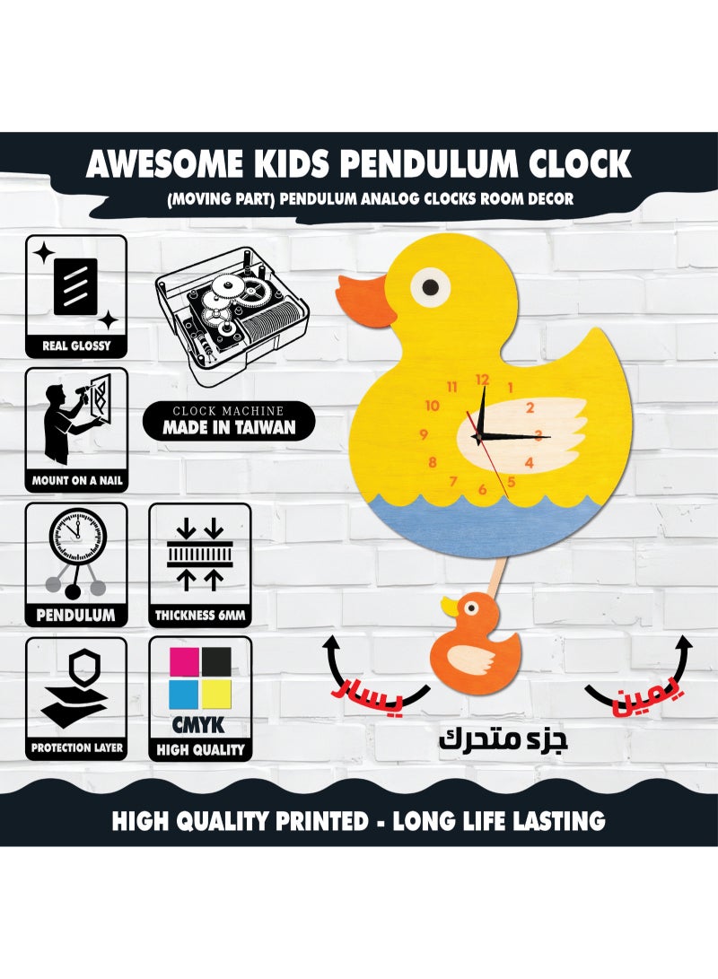 A high-quality, elegantly designed, duck-shaped pendulum wall clock with cheerful colors and a quiet movement; easy to install and suitable for various uses and decors. - Image 3